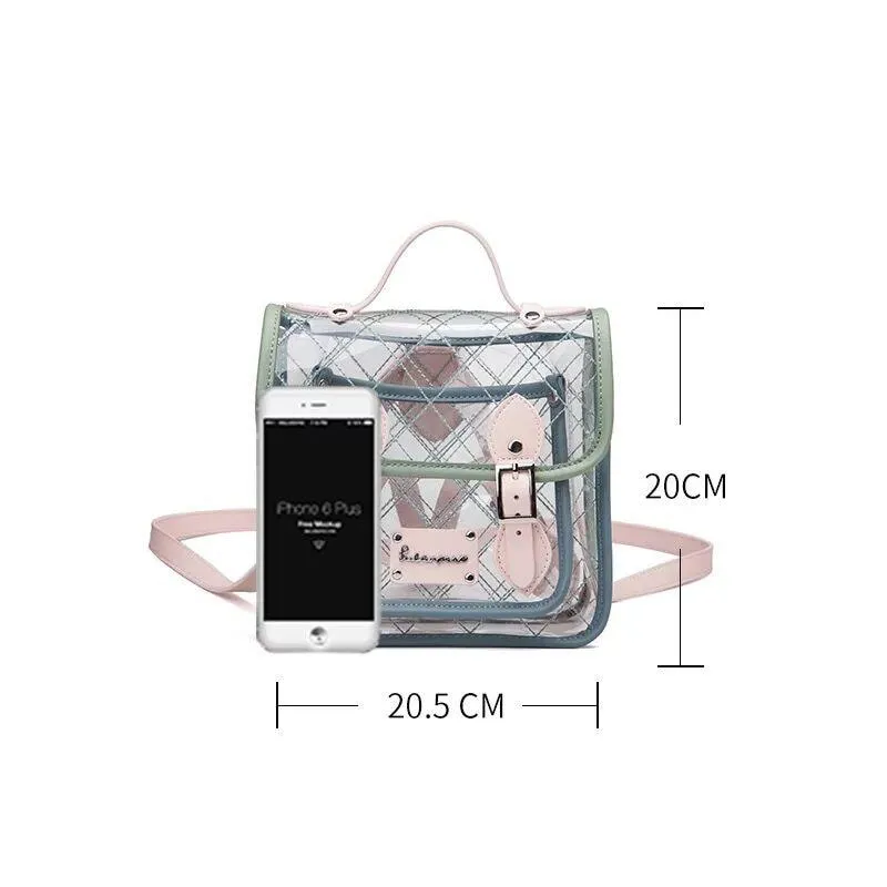 Green Pink Transparent Ladies School Backpack