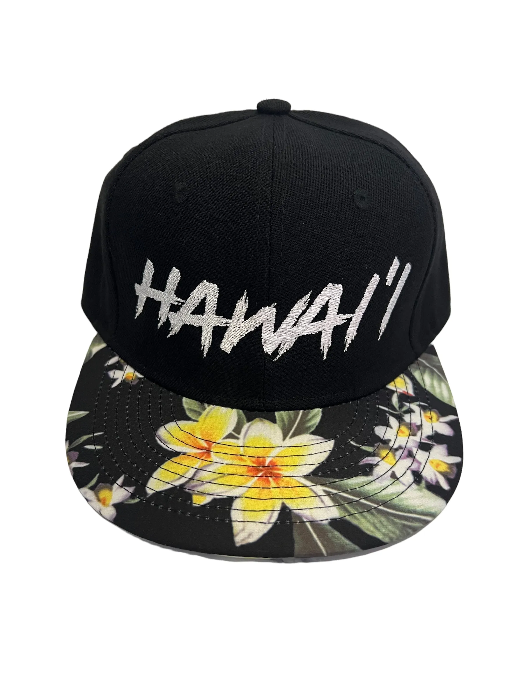 HAWAI'I BLACK WITH PLUMERIA BILL SNAPBACK