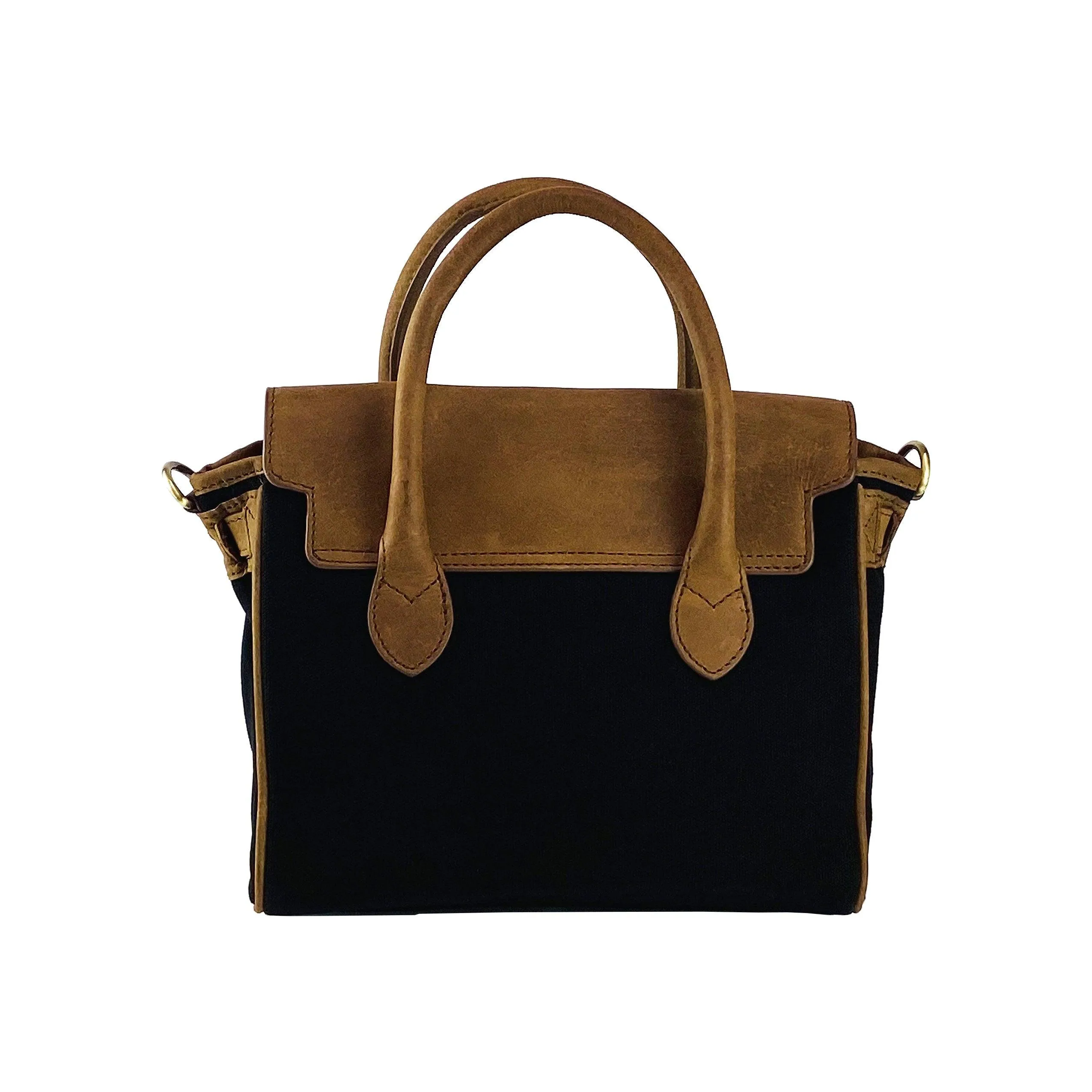 K0042ACB | Genuine Leather Canvas Mini Handbag