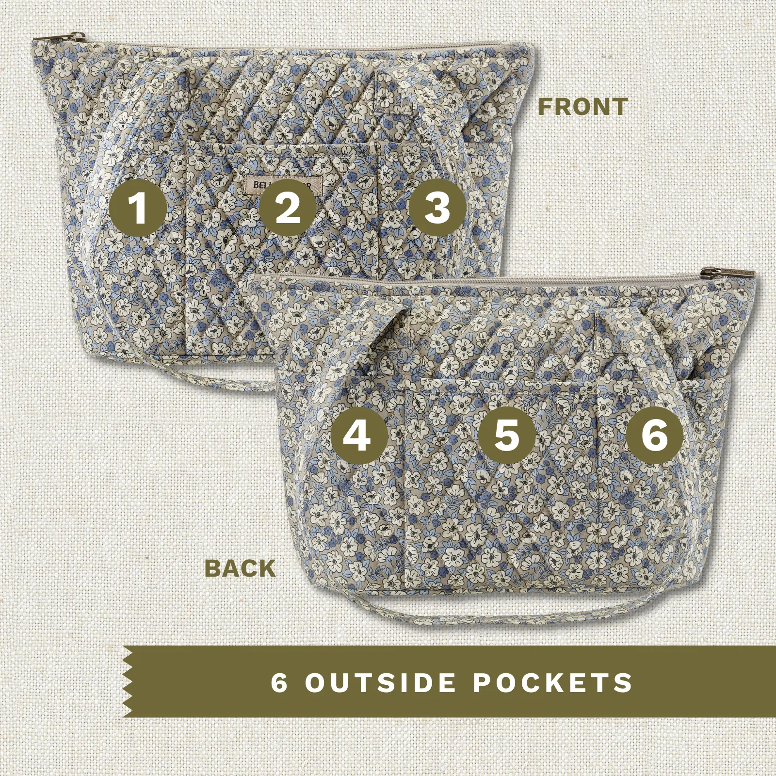 Khaki Floral Small Tote