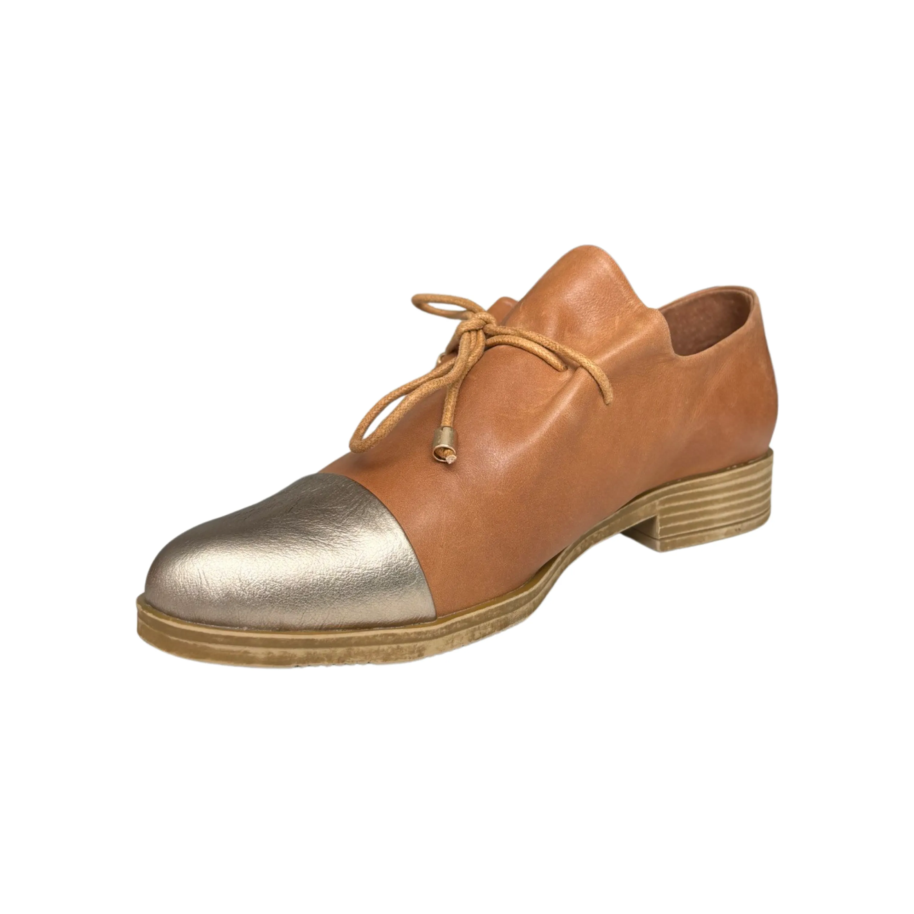 Kotty Tan Leather/Champagne Toe Flat