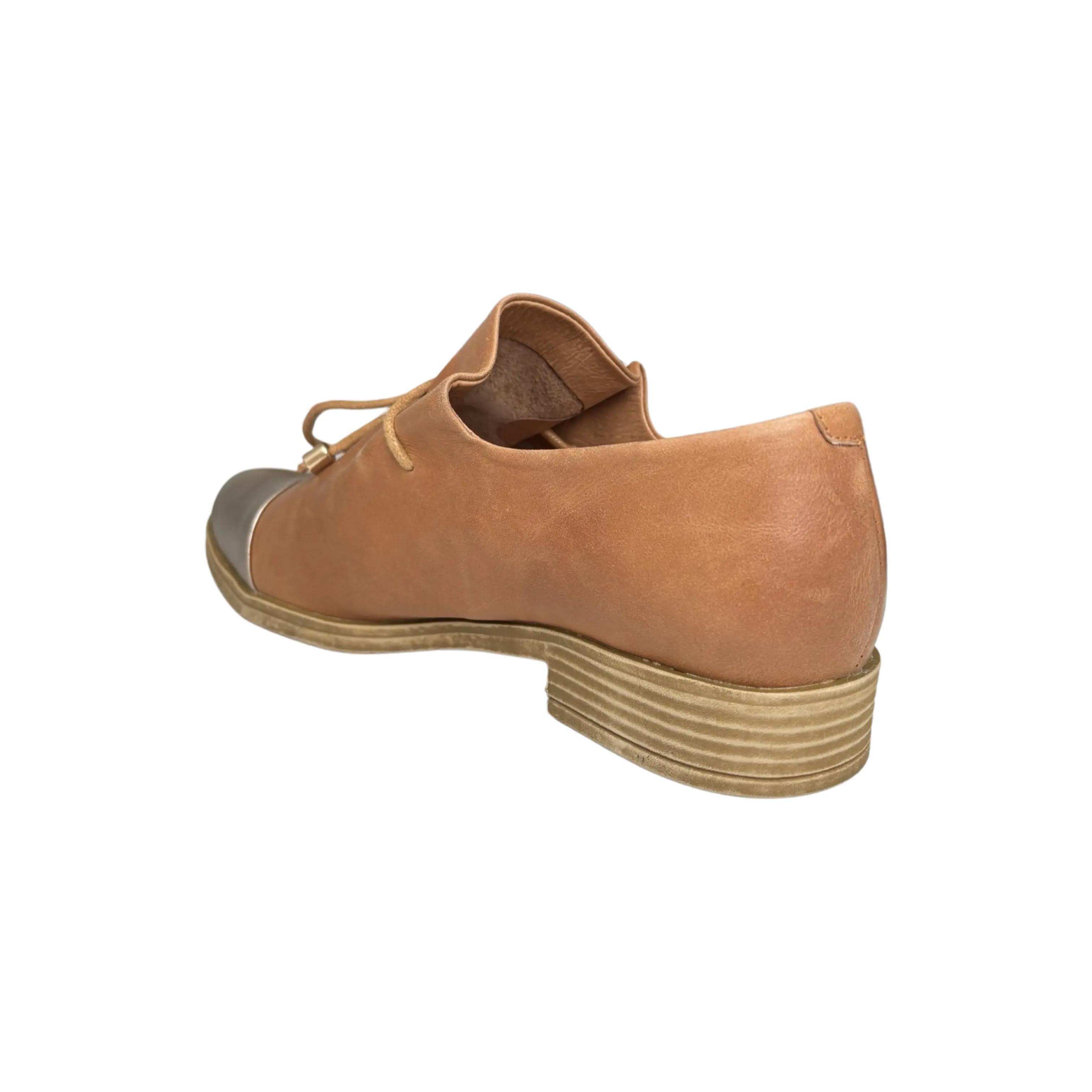 Kotty Tan Leather/Champagne Toe Flat