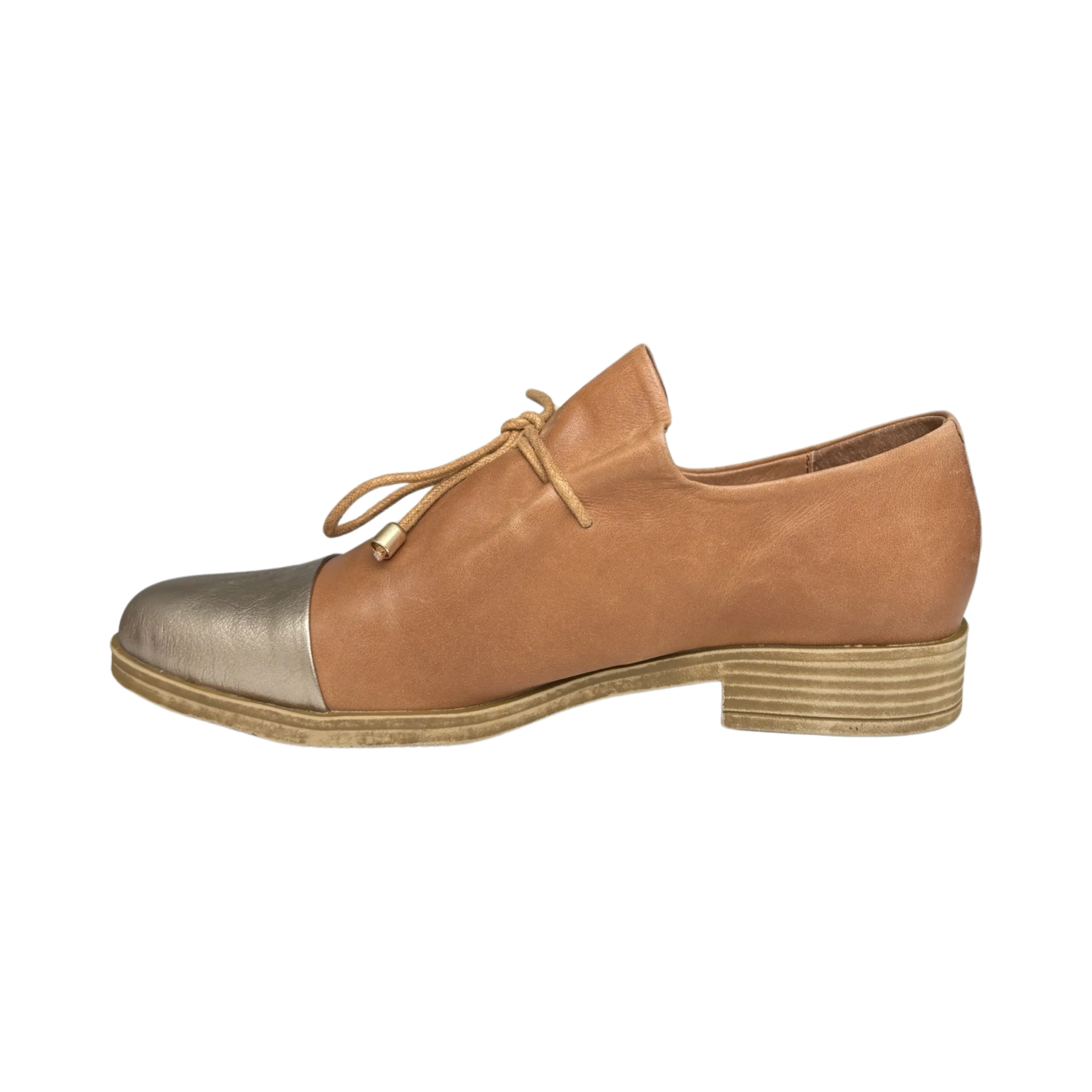 Kotty Tan Leather/Champagne Toe Flat