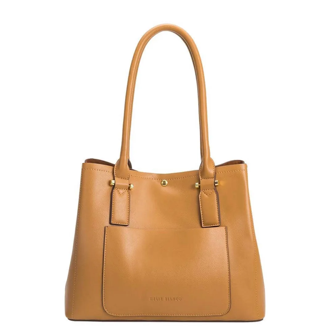 Large Vegan Leather Shoulder Bag - Camel