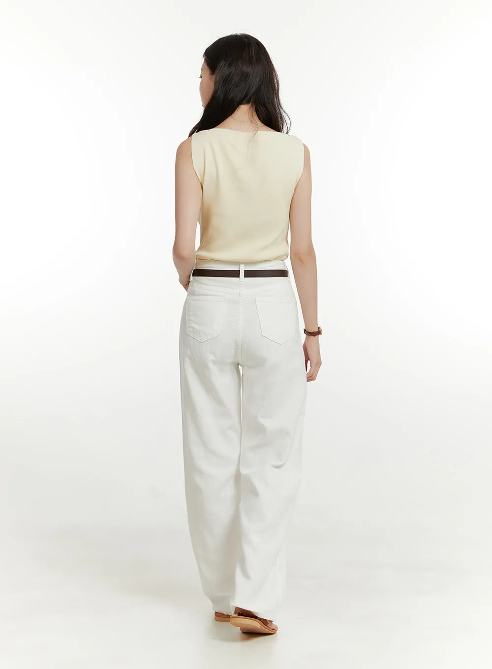 Linen Cotton Straight Pants OU419