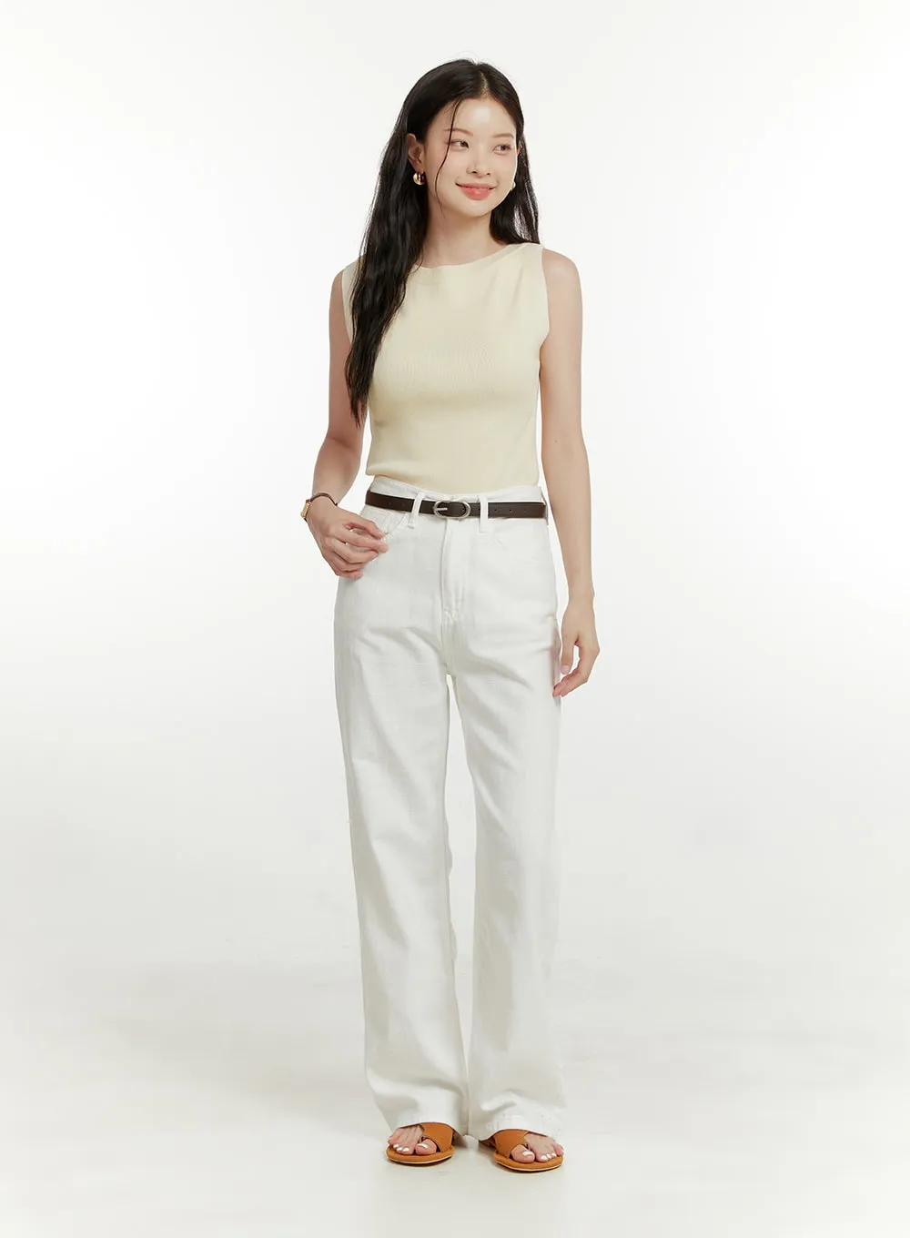 Linen Cotton Straight Pants OU419