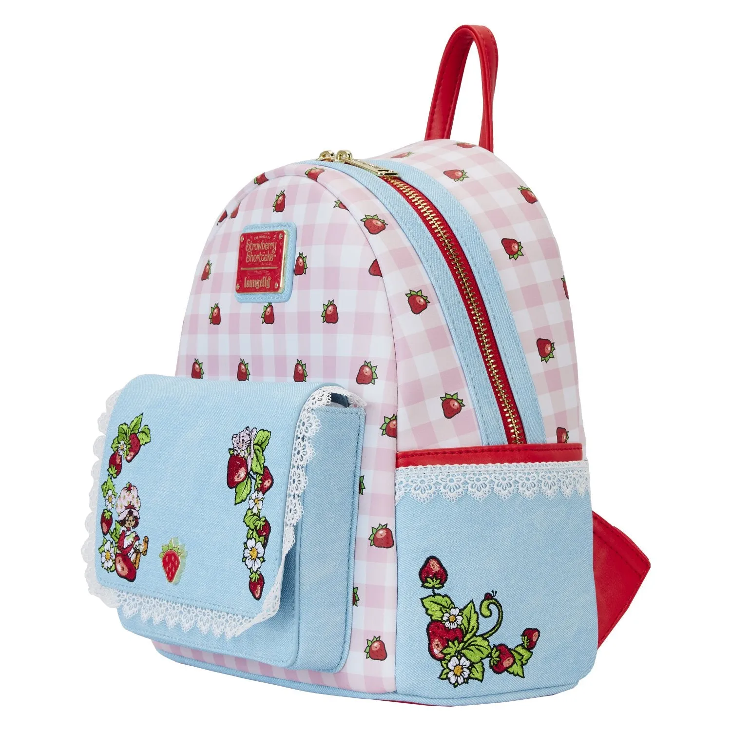 Loungefly Strawberry Shortcake Denim Pocket Mini Backpack