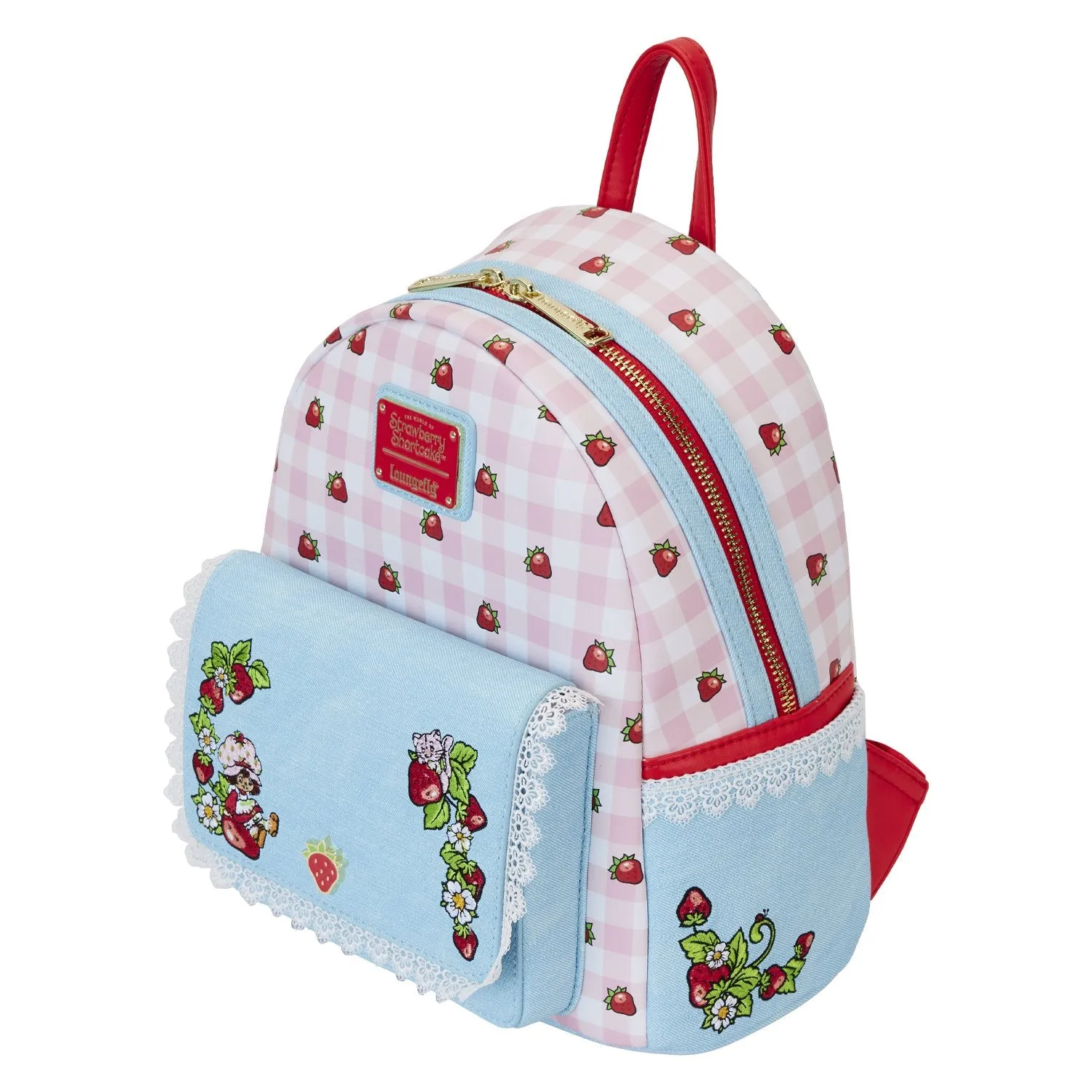 Loungefly Strawberry Shortcake Denim Pocket Mini Backpack