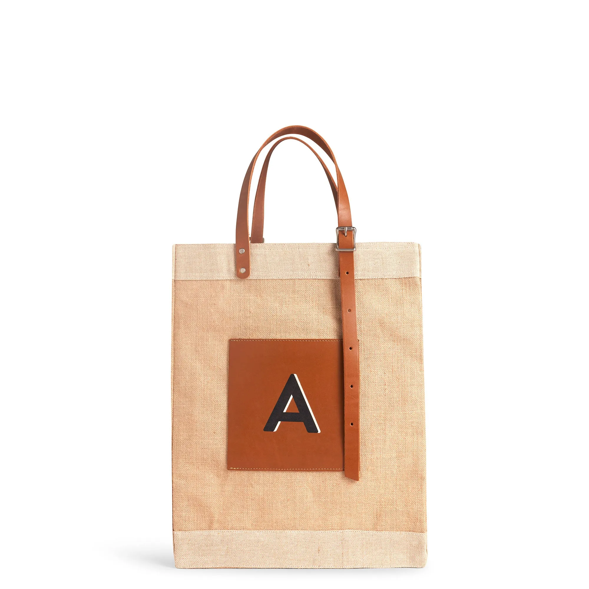 Market Bag in Natural with Adjustable Handle “Alphabet Collection”