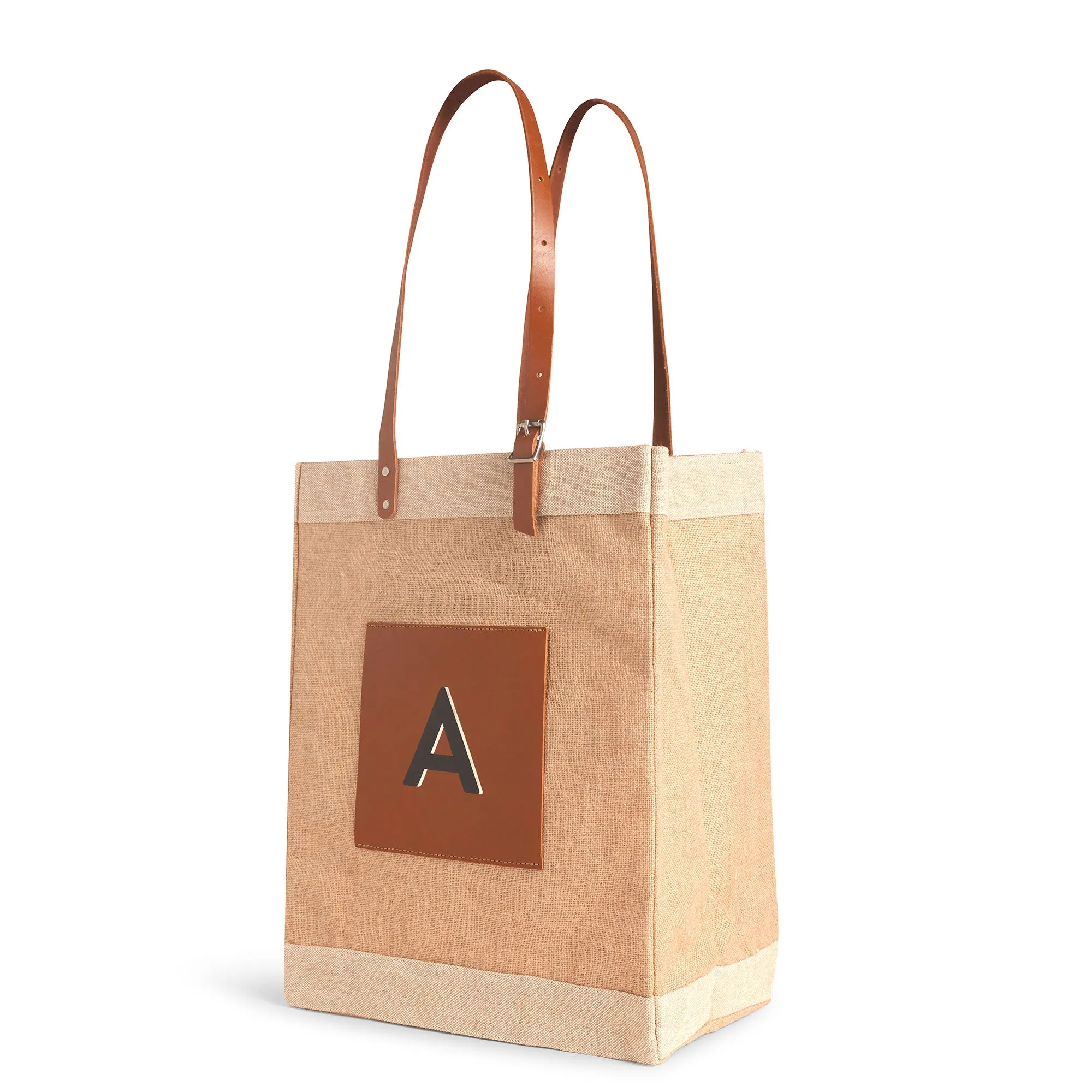 Market Bag in Natural with Adjustable Handle “Alphabet Collection”