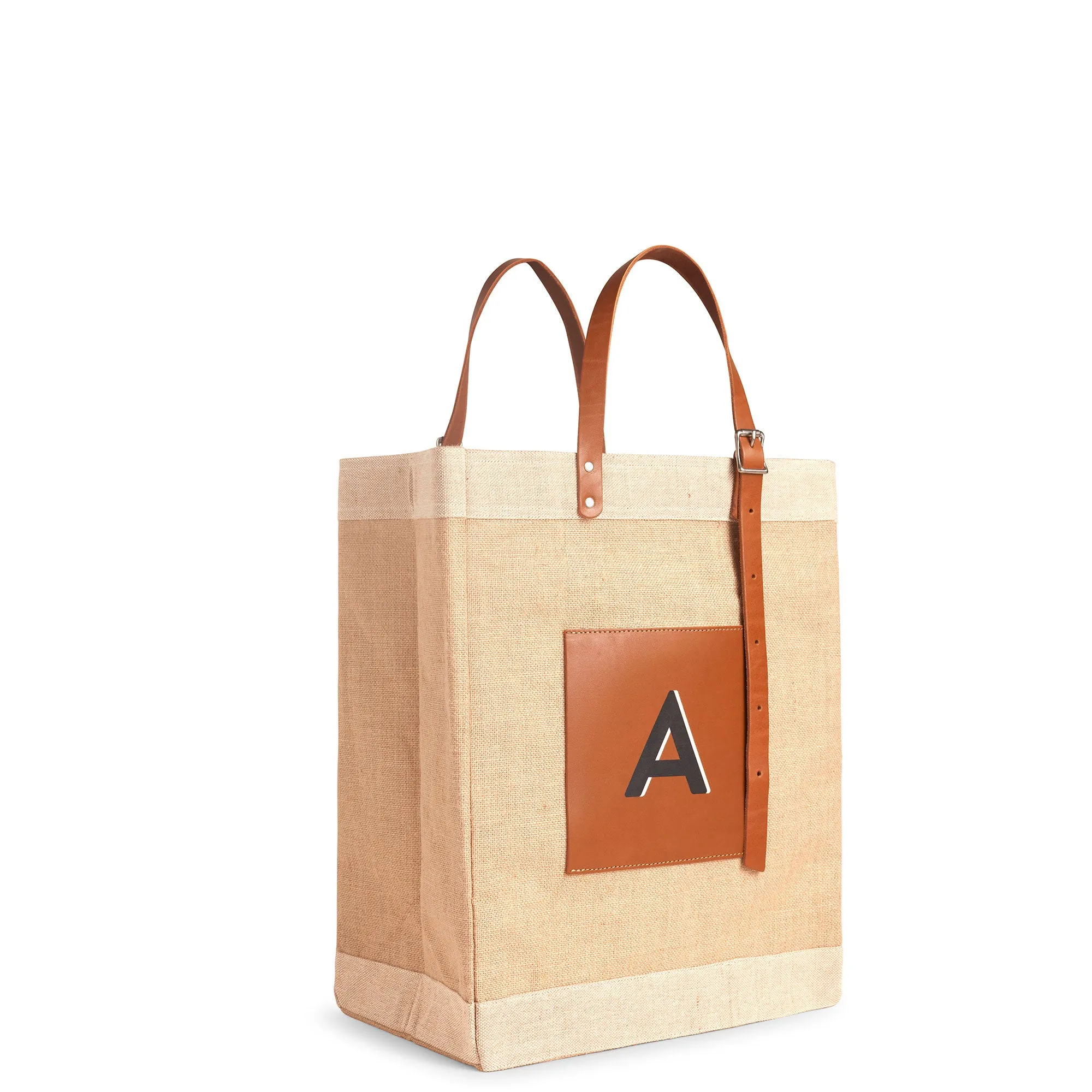 Market Bag in Natural with Adjustable Handle “Alphabet Collection”