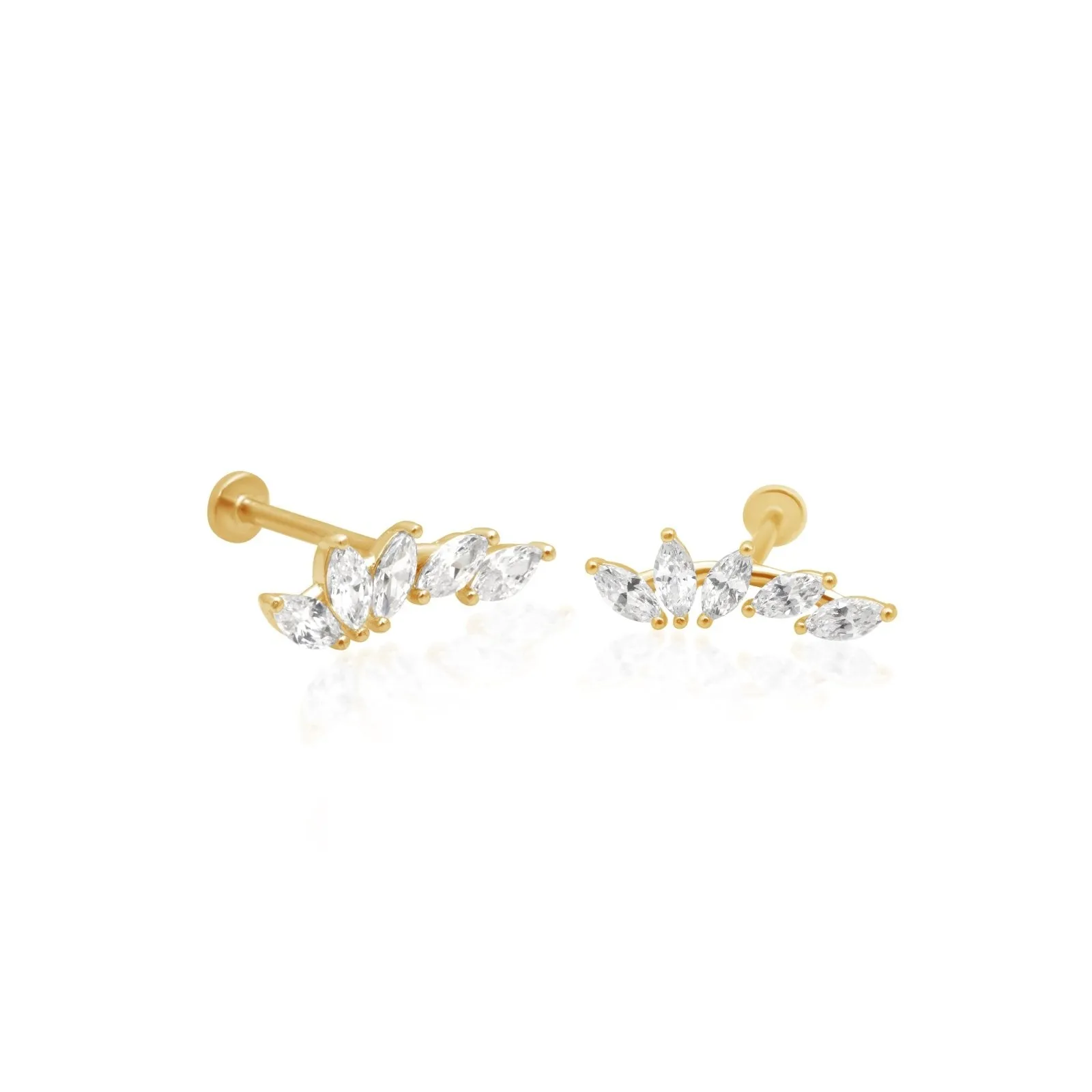 Marquise Illusion Ear Climber Flat Back Earring