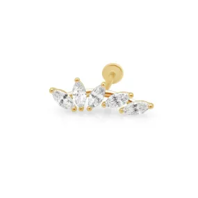 Marquise Illusion Ear Climber Flat Back Earring