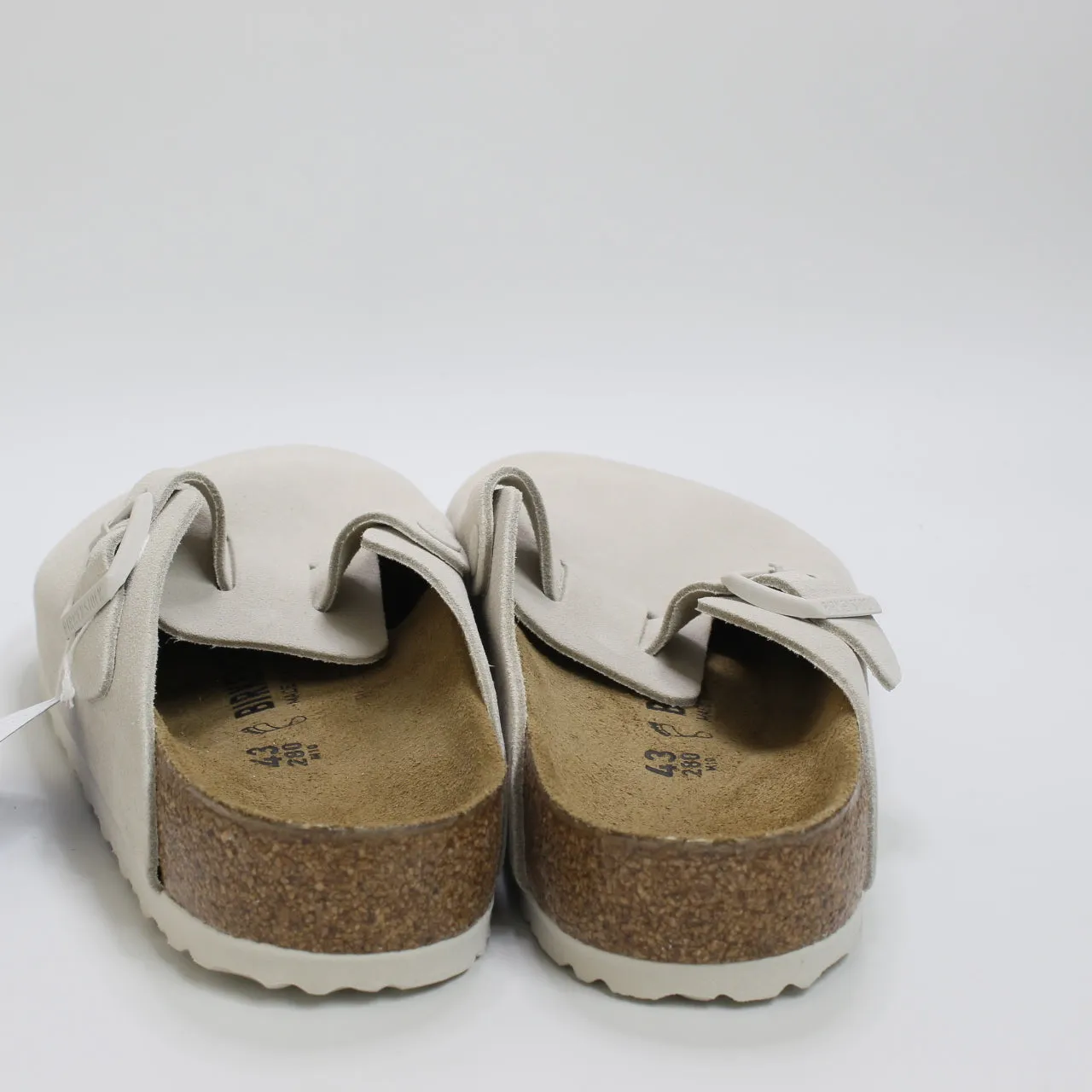 Mens Birkenstock Boston Clogs Antique White Suede