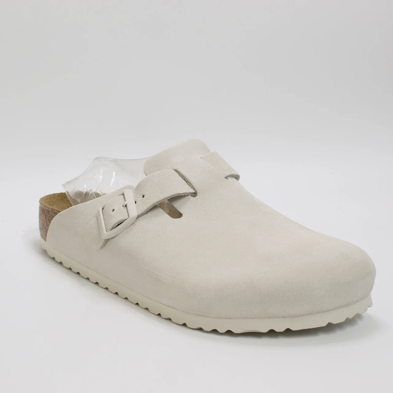 Mens Birkenstock Boston Clogs Antique White Suede