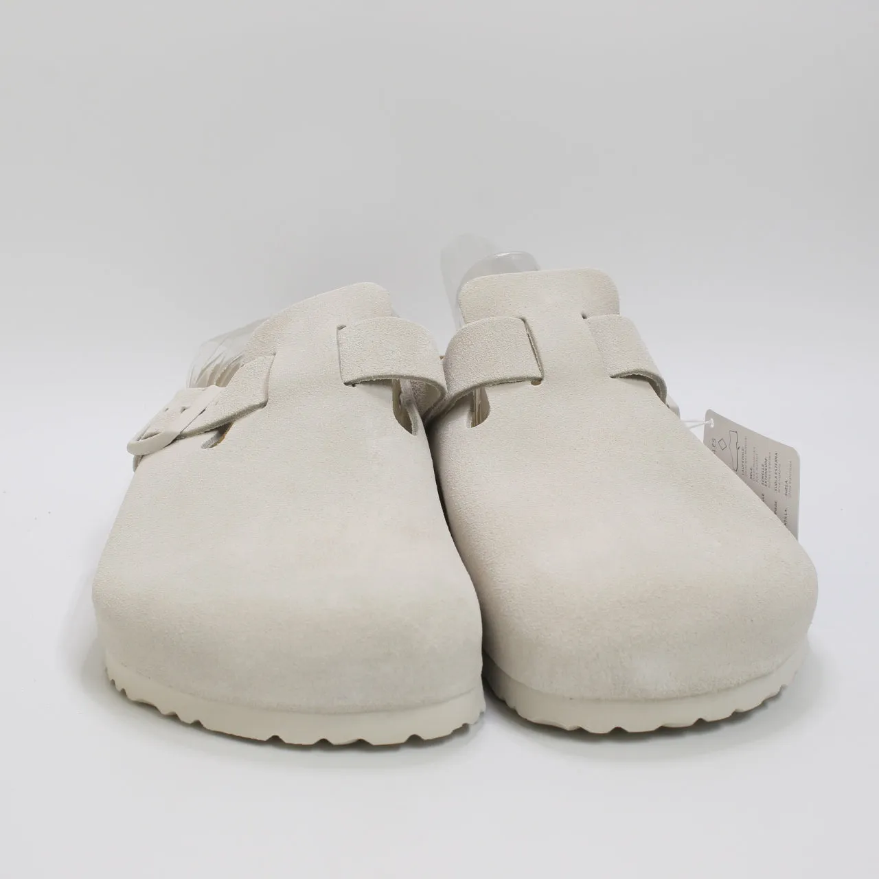 Mens Birkenstock Boston Clogs Antique White Suede