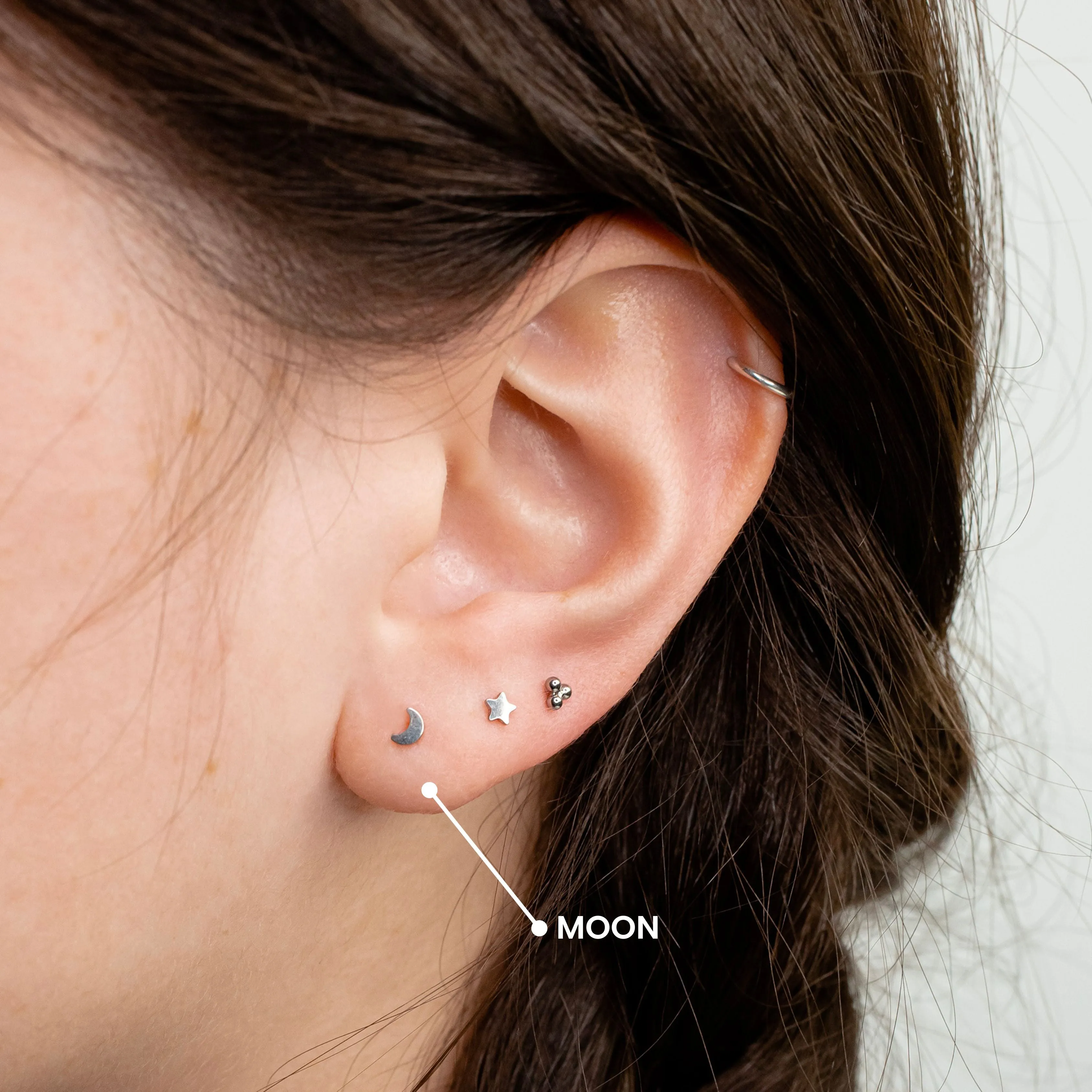 Moon Flat Back Sleeper Earrings