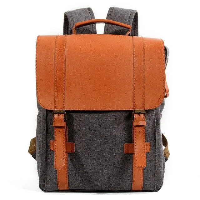 Multi-functional Waterproof Canvas Leather 20 to 35 Litre Backpack