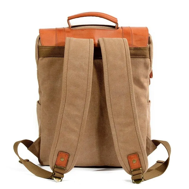 Multi-functional Waterproof Canvas Leather 20 to 35 Litre Backpack