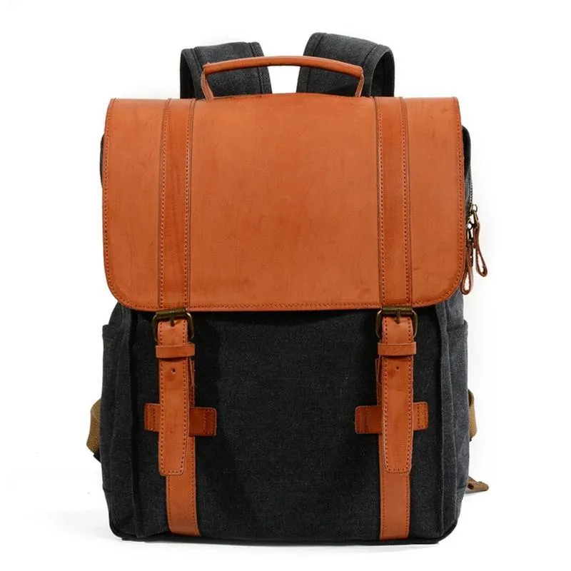 Multi-functional Waterproof Canvas Leather 20 to 35 Litre Backpack