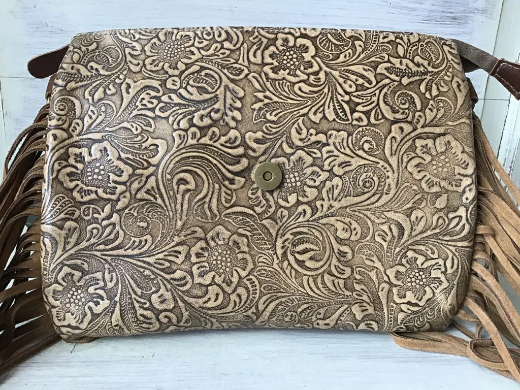 Myra Tooled Blanket Fringed Crossbody