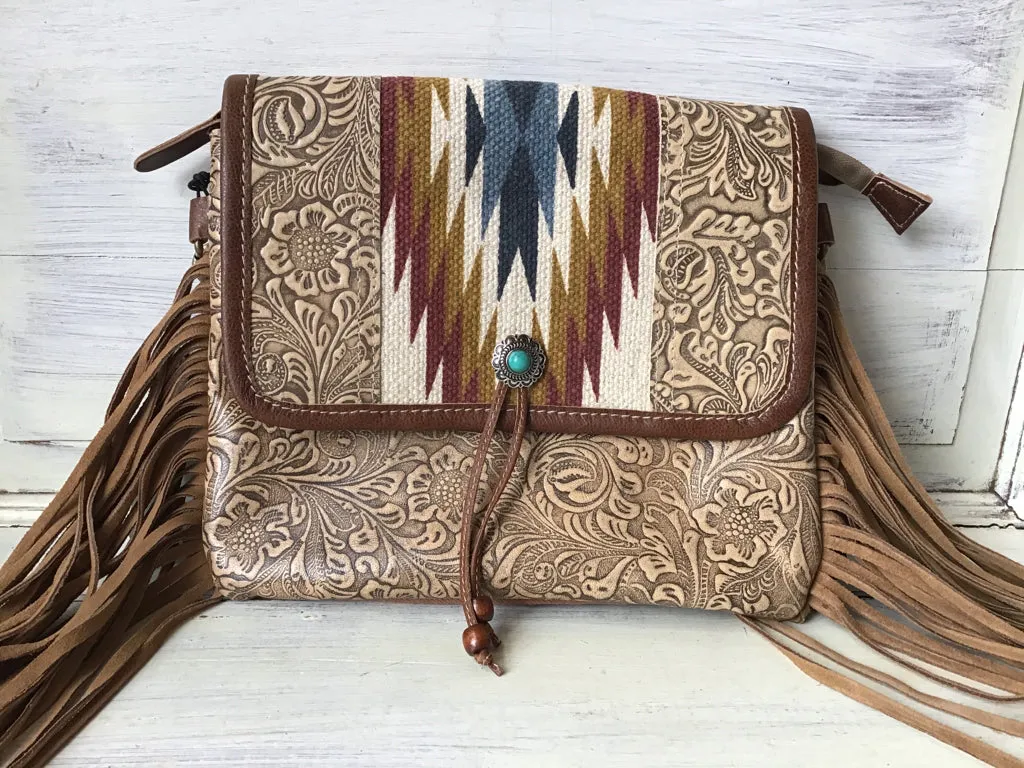 Myra Tooled Blanket Fringed Crossbody