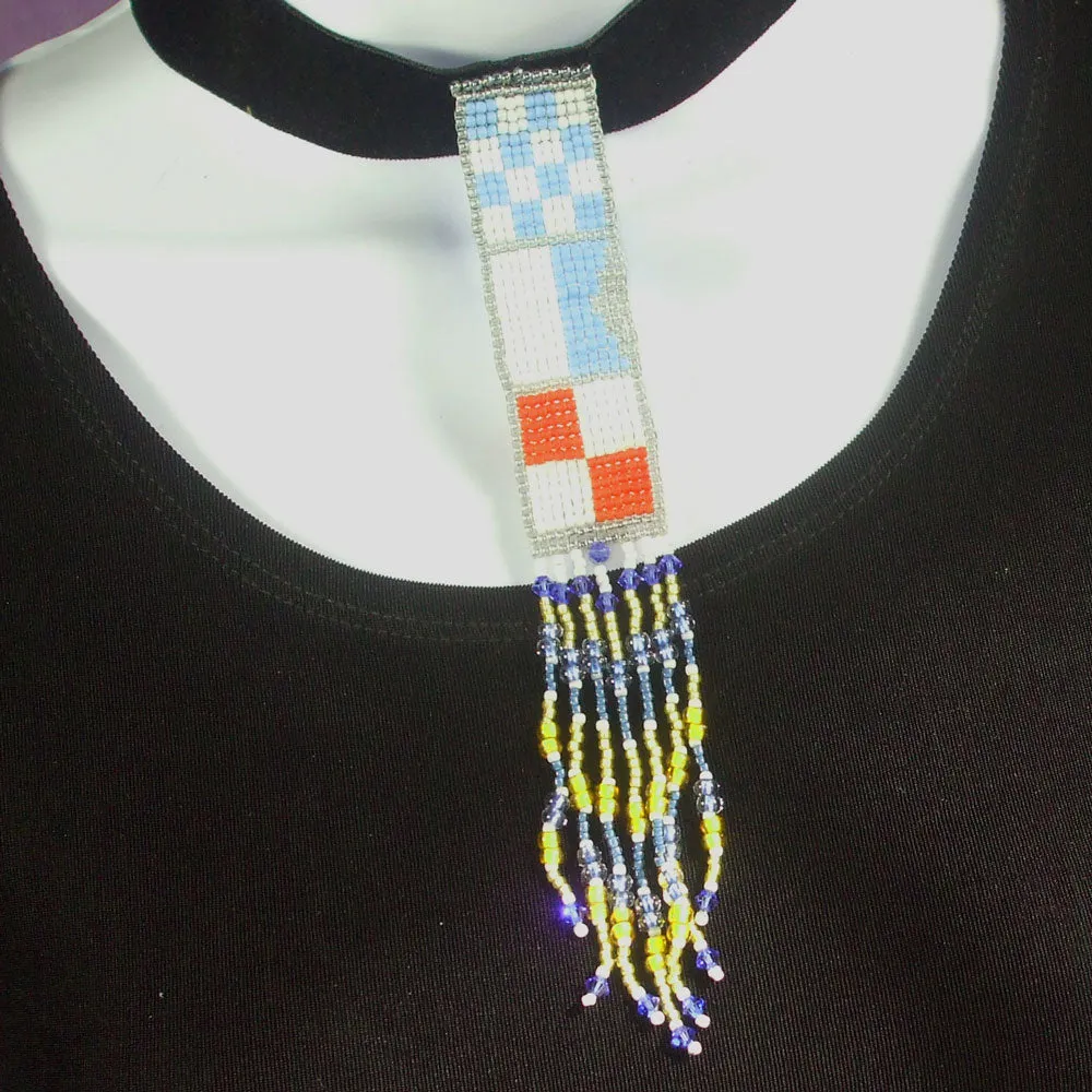 Nara, Northern AZ University, Navy Flag Pattern Beaded Necklace