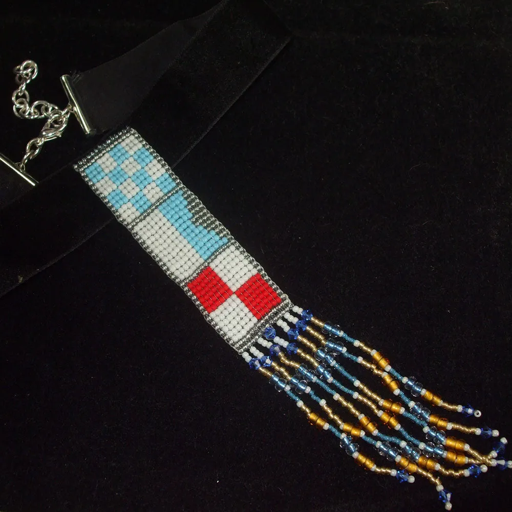 Nara, Northern AZ University, Navy Flag Pattern Beaded Necklace