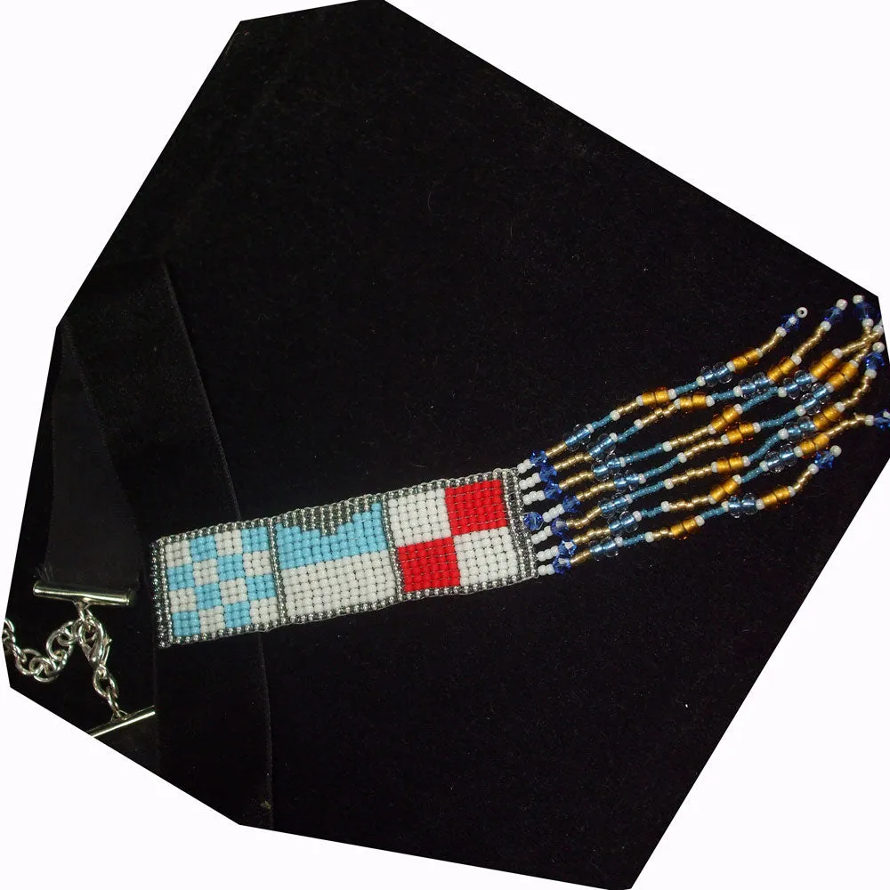 Nara, Northern AZ University, Navy Flag Pattern Beaded Necklace