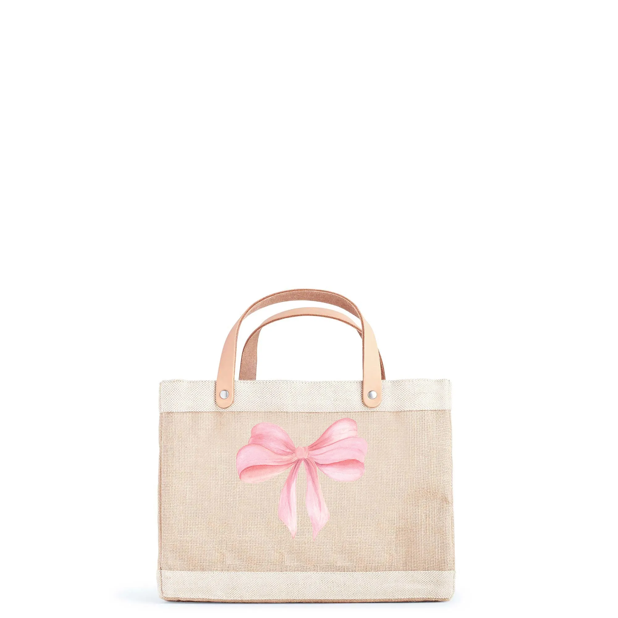 Petite Market Bag in Natural with Rose Bow by Amy Logsdon