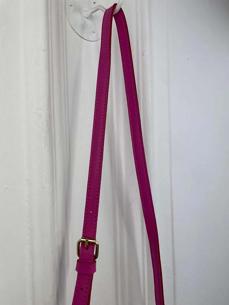 Rattan Drawstring Bag - Fuchsia