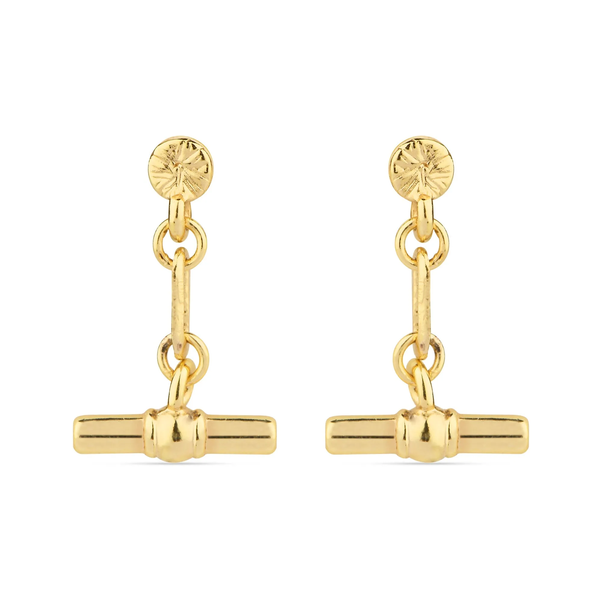 Real Gold Plated Z Modern Heirloom T-Bar Earrings For Women By Accessorize London