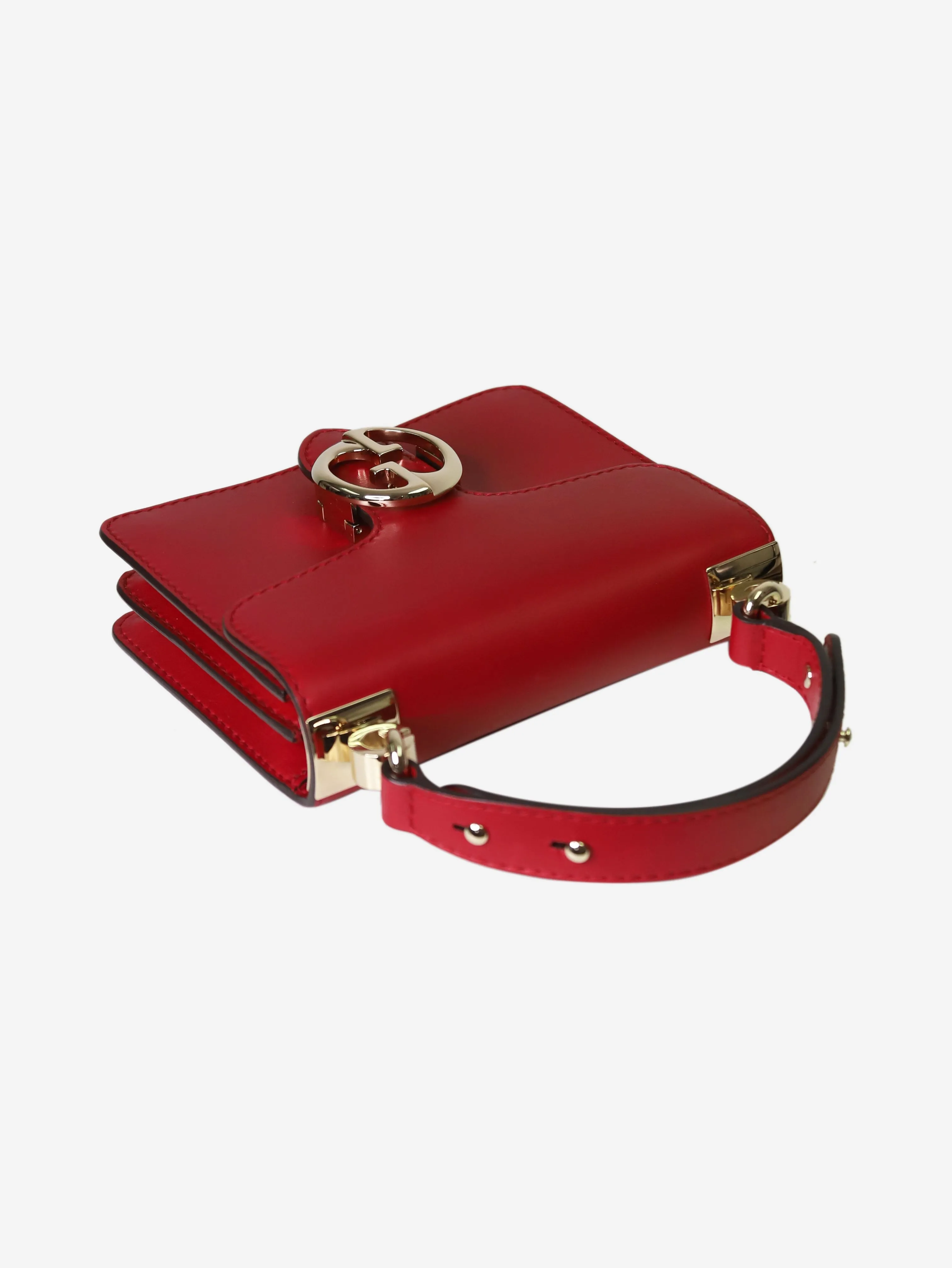 Red leather mini top handle bag