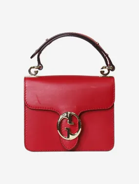 Red leather mini top handle bag