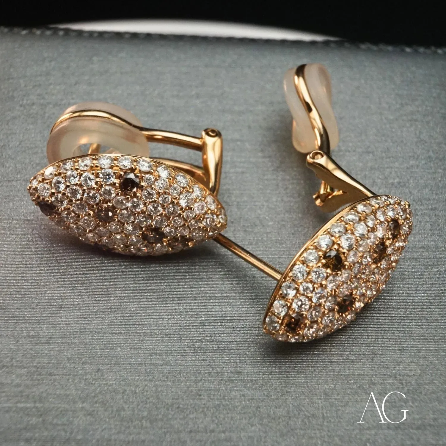 Rose Gold Champagne Diamond Earrings: 18k Beauty