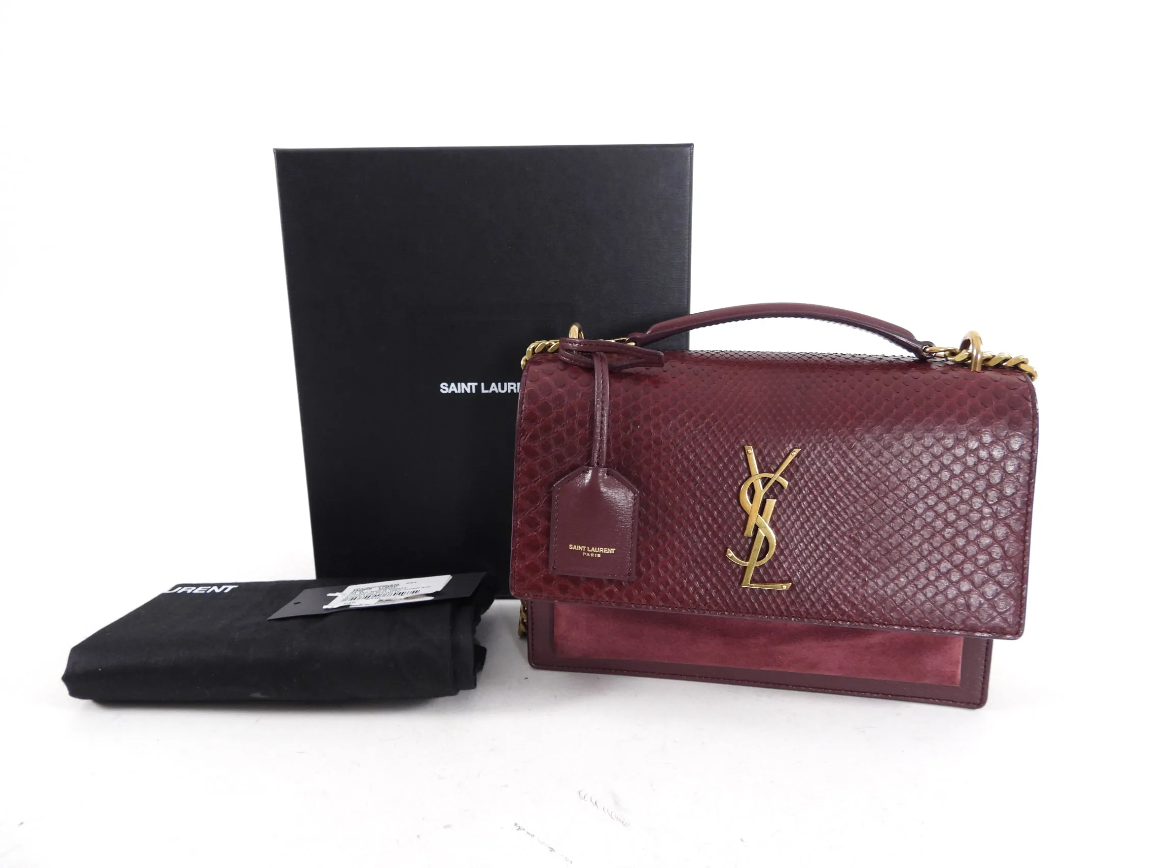 Saint Laurent Burgundy Exotic Medium Sunset Bag