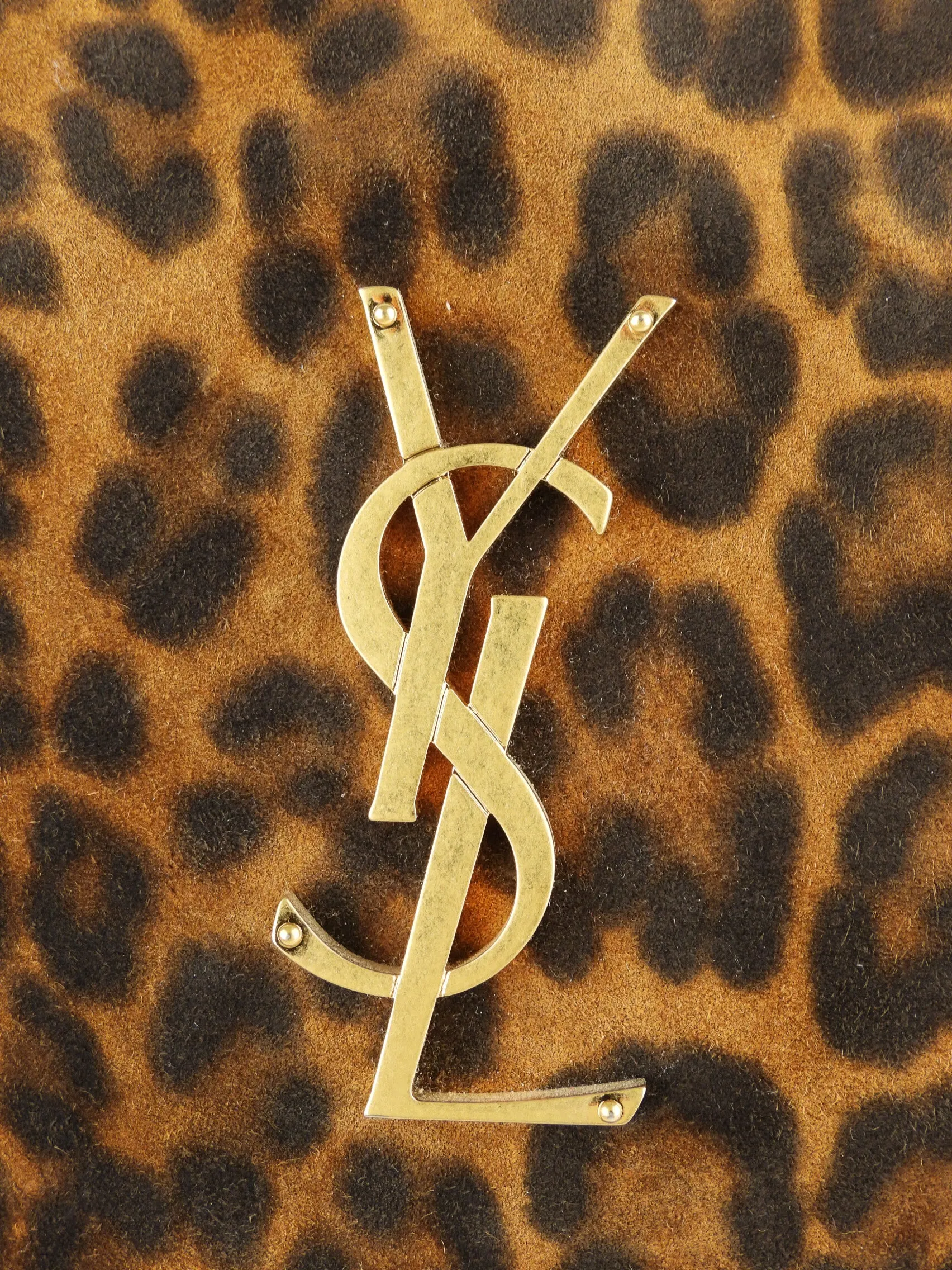 Saint Laurent Calfskin and Leopard Print YSL Monogram Lou Camera Bag