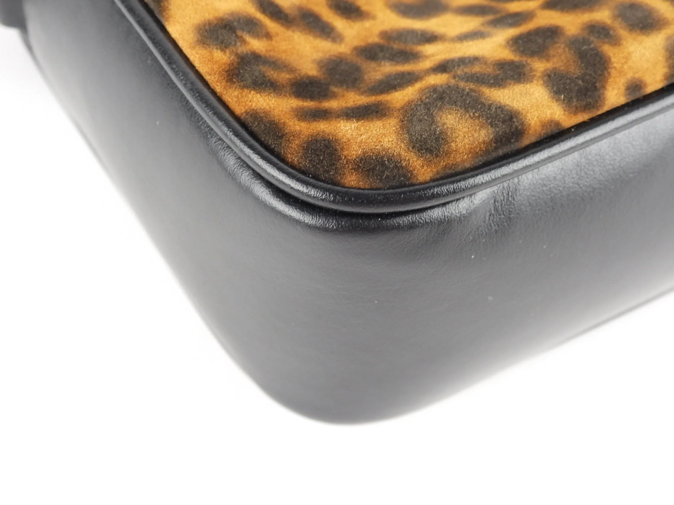 Saint Laurent Calfskin and Leopard Print YSL Monogram Lou Camera Bag