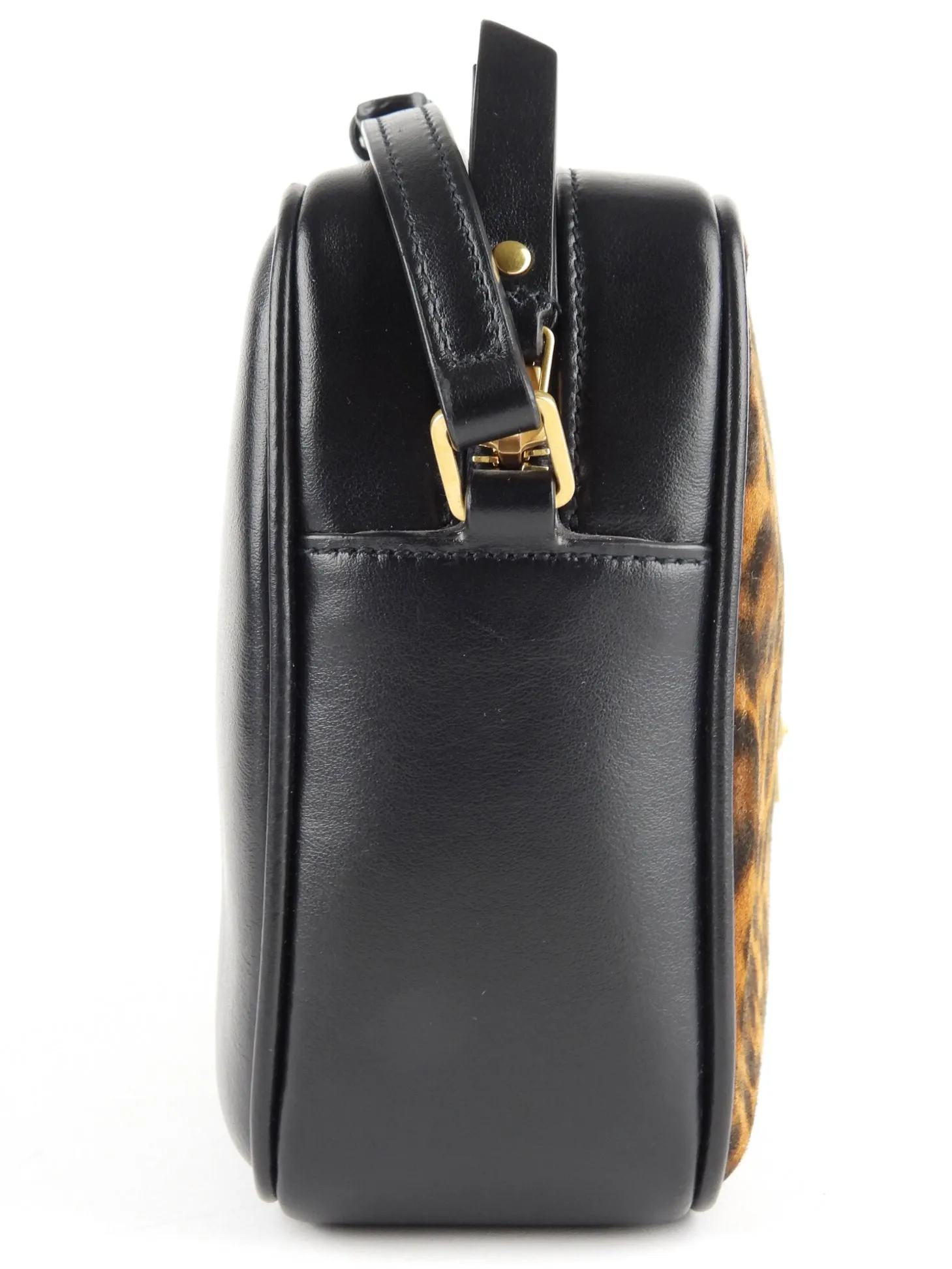 Saint Laurent Calfskin and Leopard Print YSL Monogram Lou Camera Bag