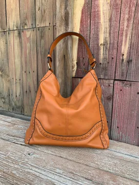 Stitched Shoulder bag in Cognac Brown