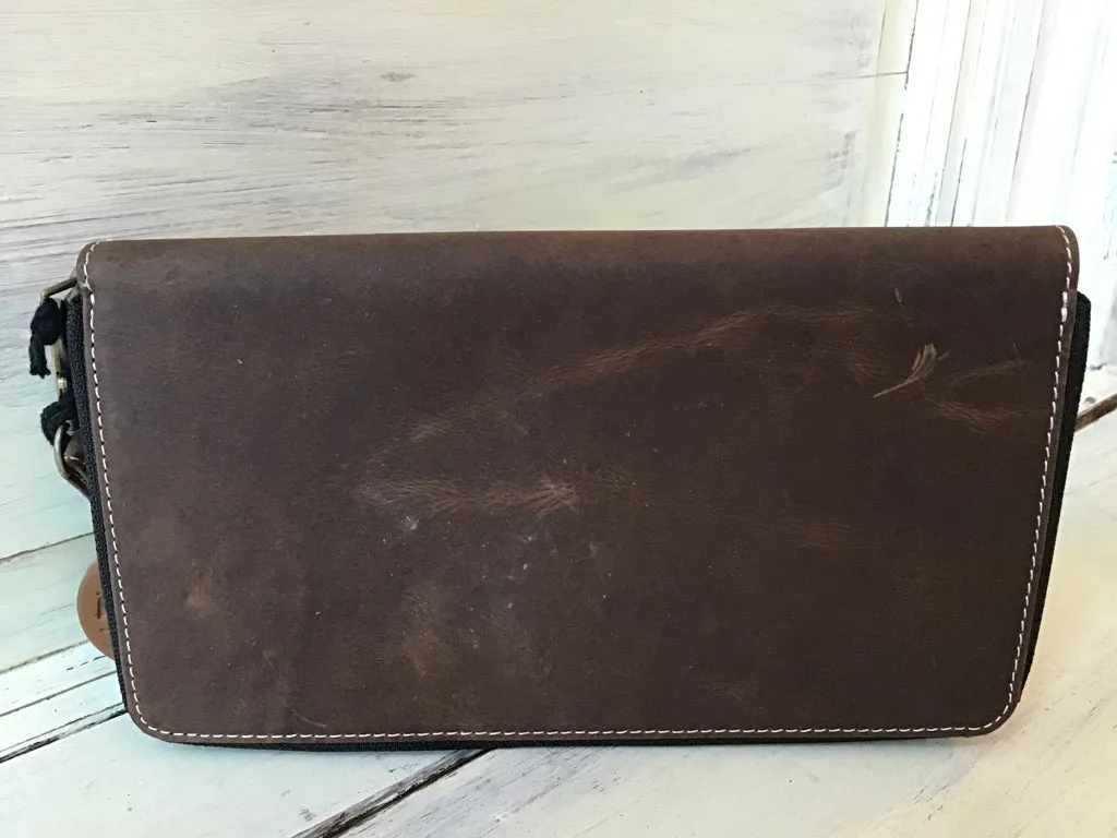 Tooled Zip Around Wallet Wristlet