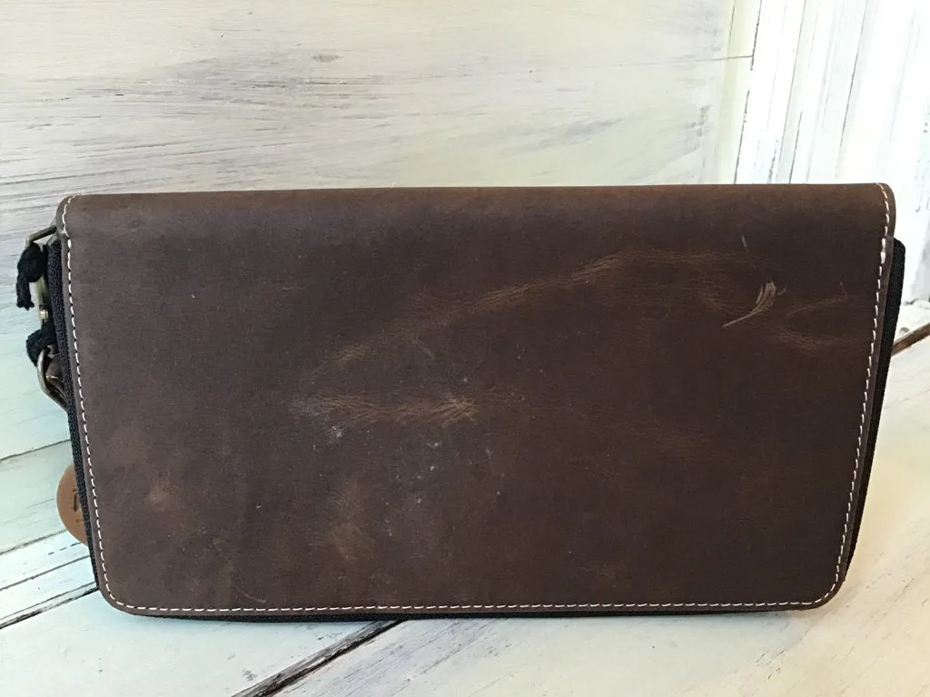 Tooled Zip Around Wallet Wristlet