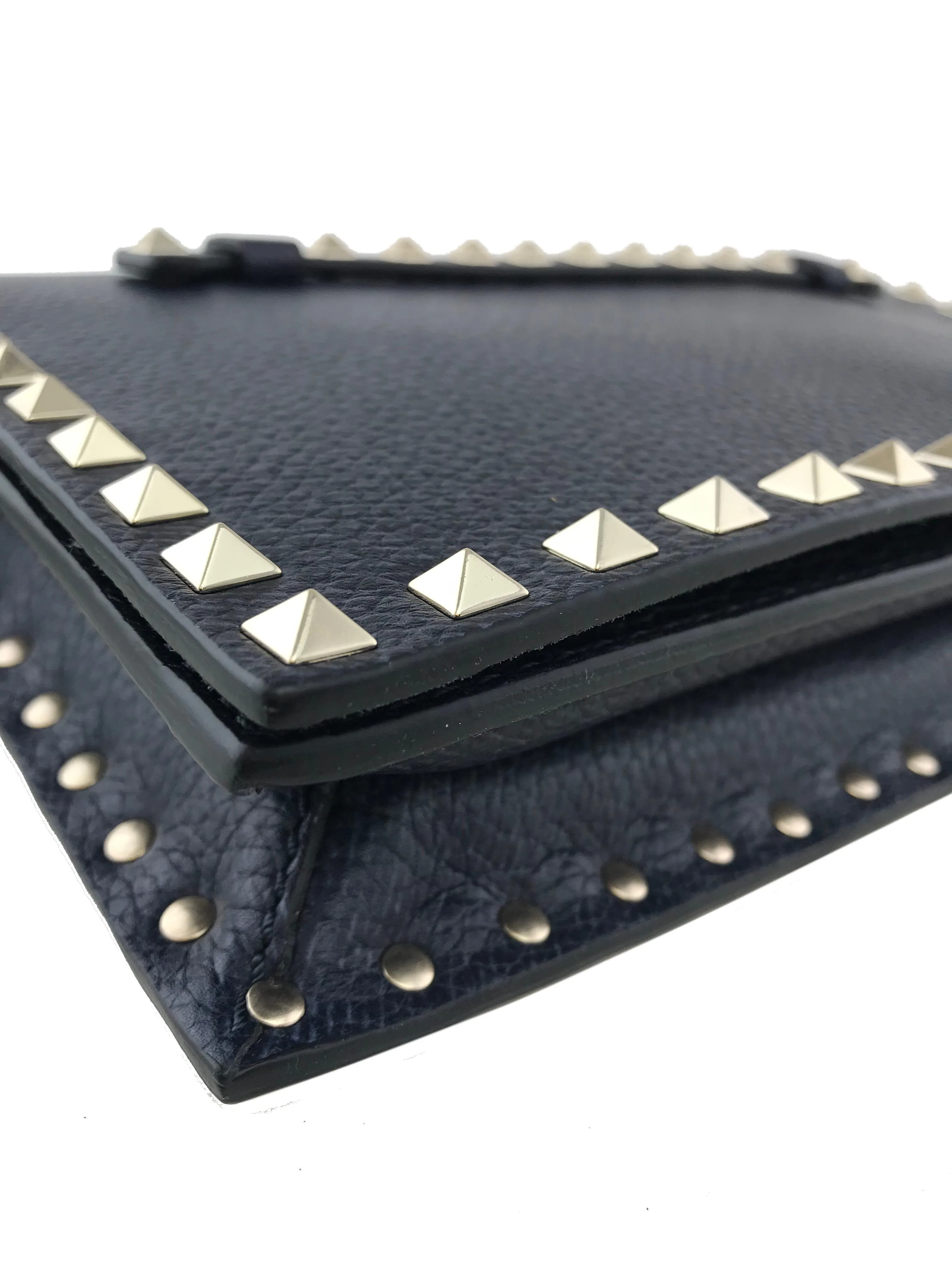 Valentino Leather Rockstud Wristlet Clutch Bag