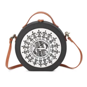 Warli Art Hand Embroidered Crossbody Sling Bag For Women