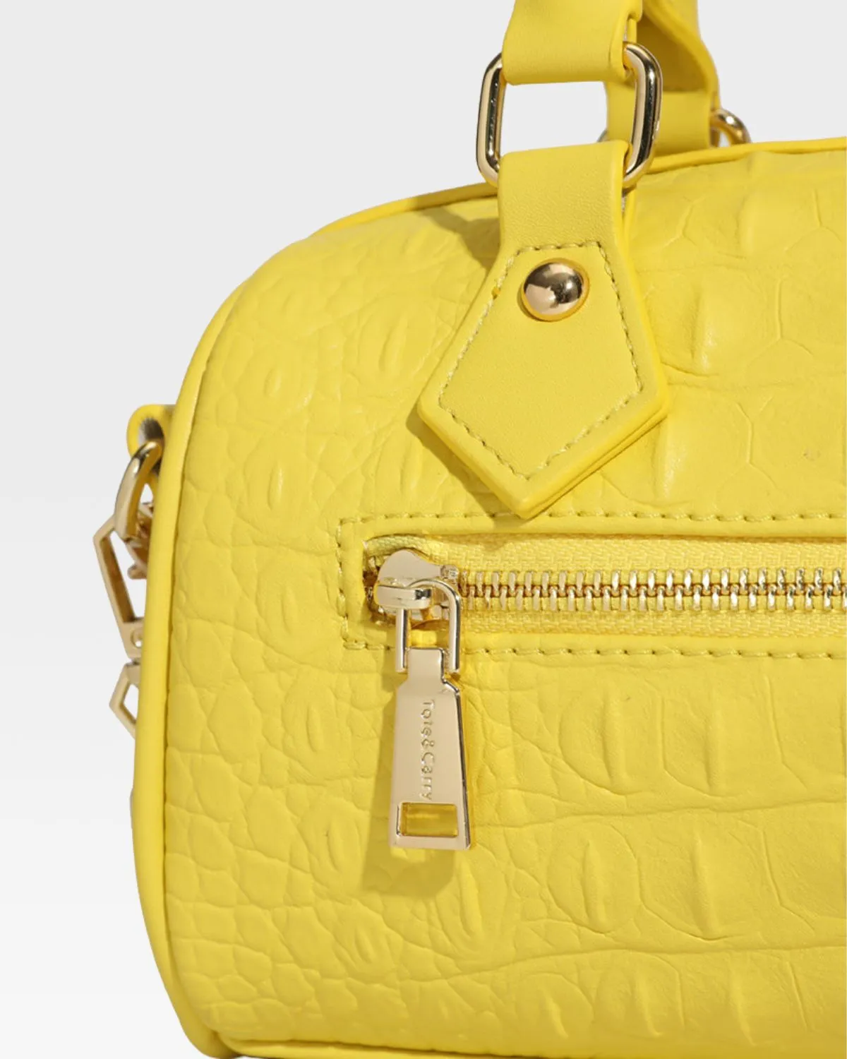 Yellow Apollo 2 Faux Crocodile Skin Boston Bag