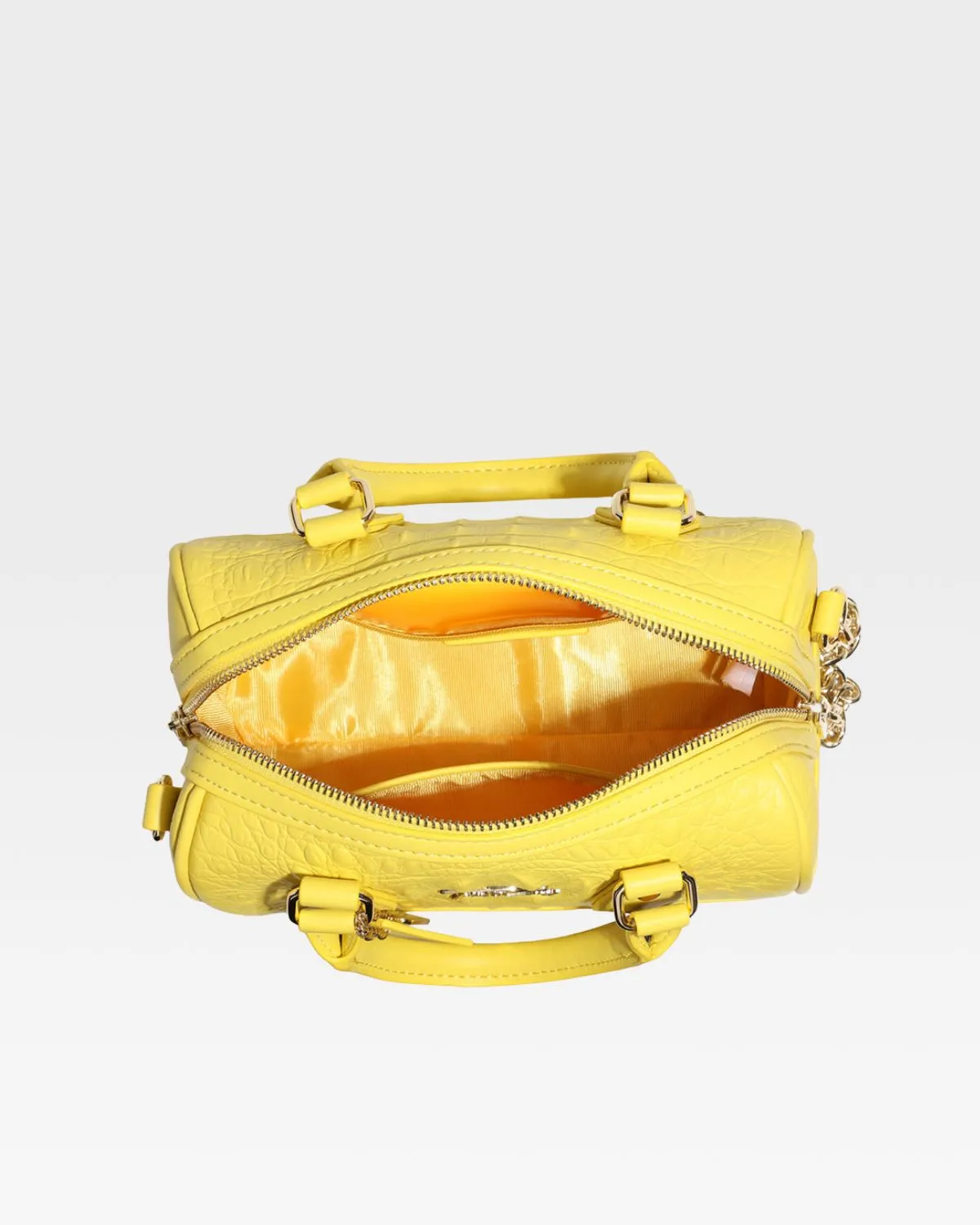 Yellow Apollo 2 Faux Crocodile Skin Boston Bag