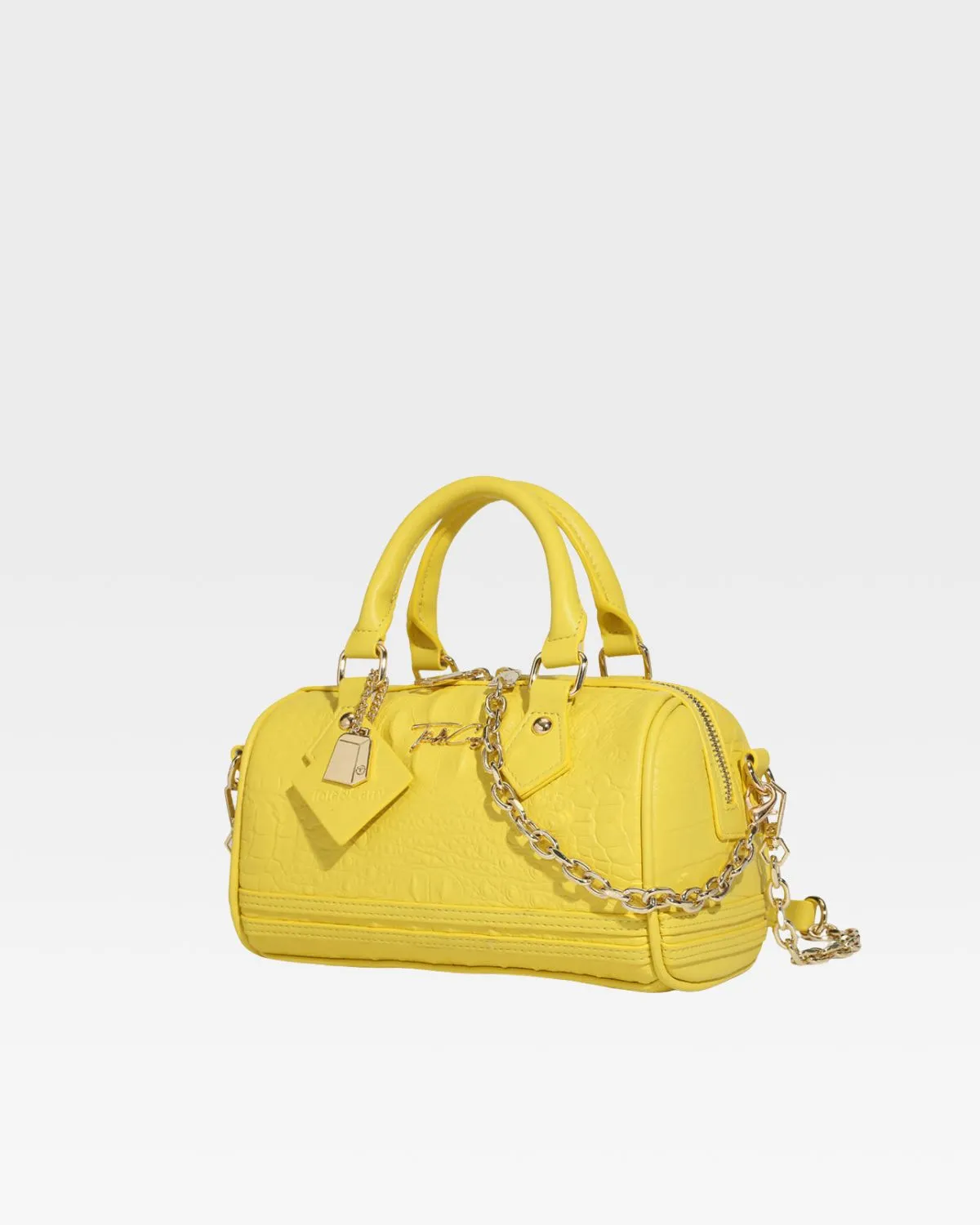 Yellow Apollo 2 Faux Crocodile Skin Boston Bag