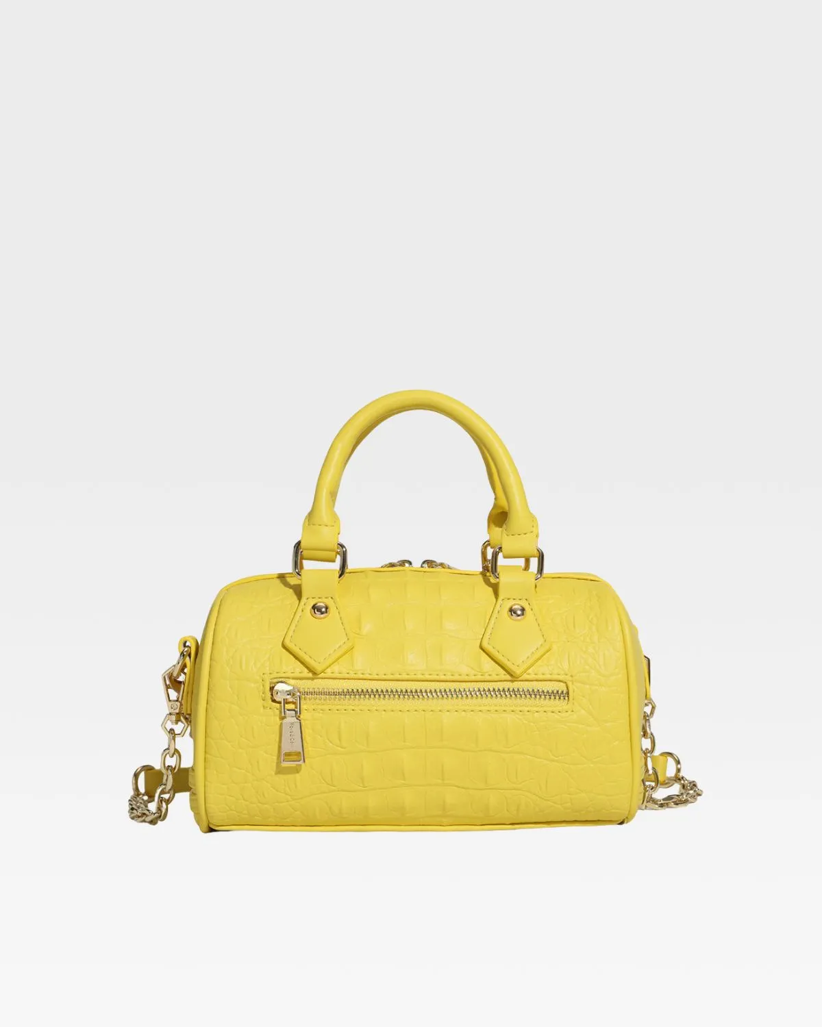 Yellow Apollo 2 Faux Crocodile Skin Boston Bag