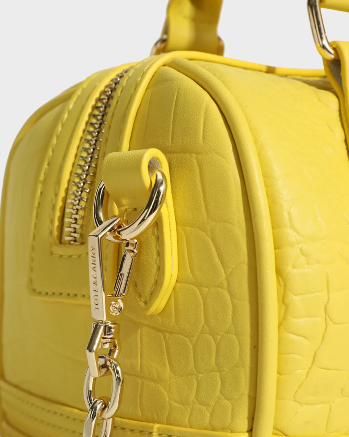 Yellow Apollo 2 Faux Crocodile Skin Boston Bag