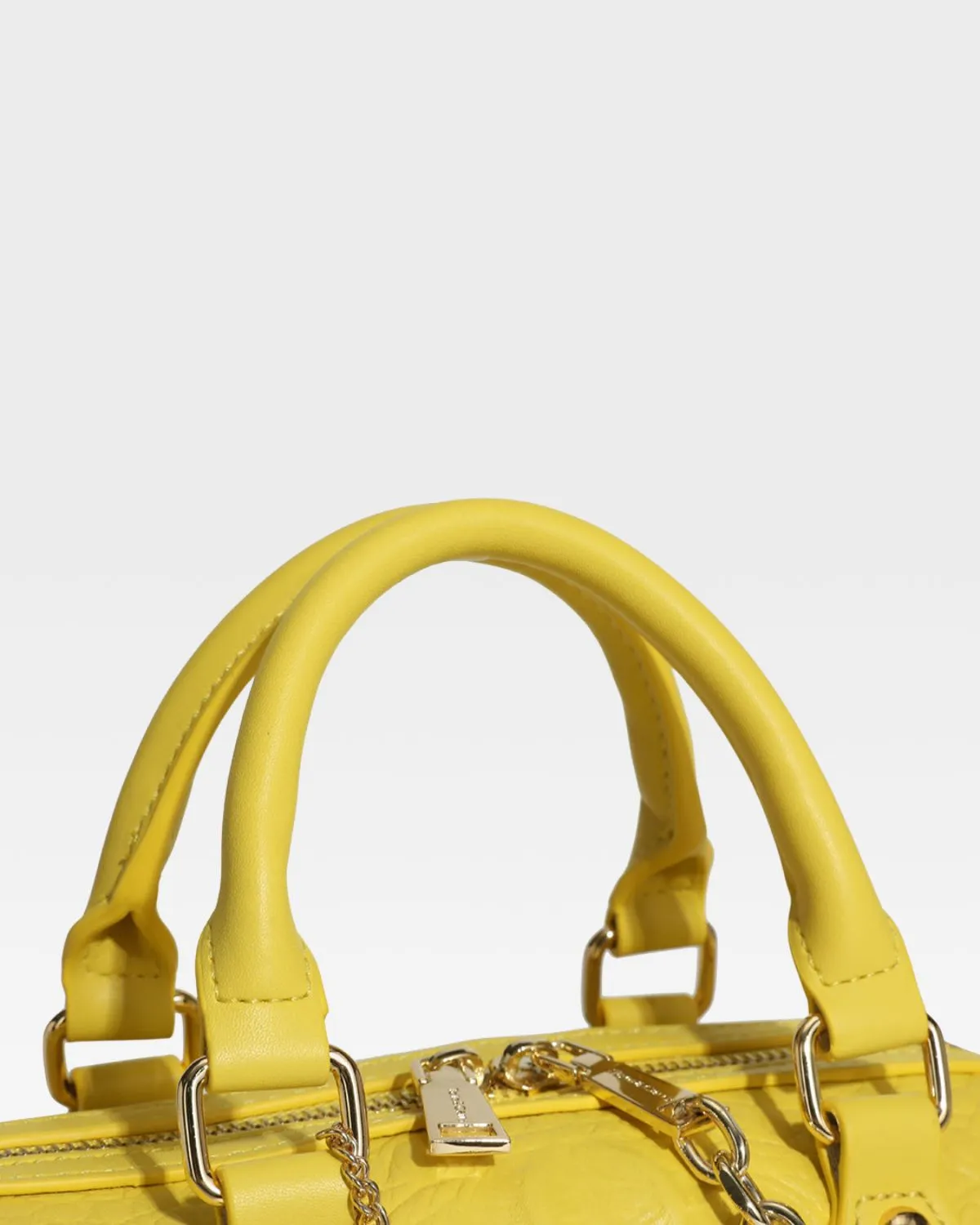 Yellow Apollo 2 Faux Crocodile Skin Boston Bag